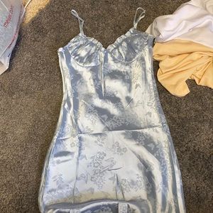 Blue silk dress
